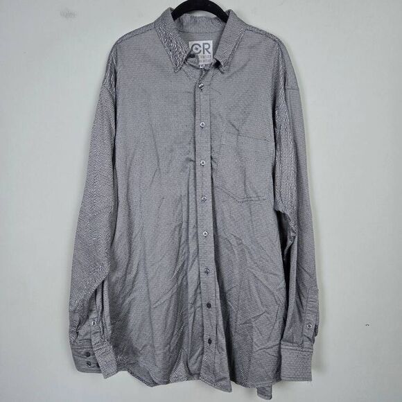 CR Ranchwear Mens Button Up Shirt XL Grey Geometric Long Sleeve Western Country - Picture 1 of 7